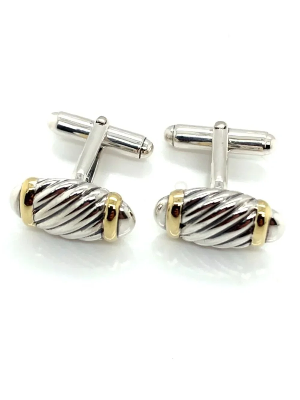 David Yurman Sterling Silver and 18K Gold Cufflinks